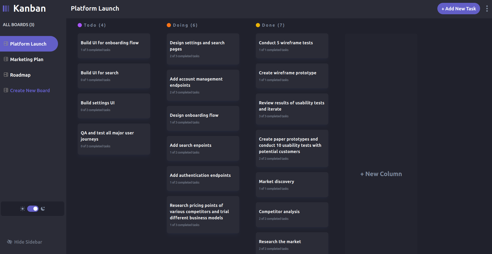 Kanban Task Management App